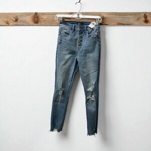 Abercrombie & Fitch Womens Size 26 High Rise Super Skinny Ankle Distressed Jeans